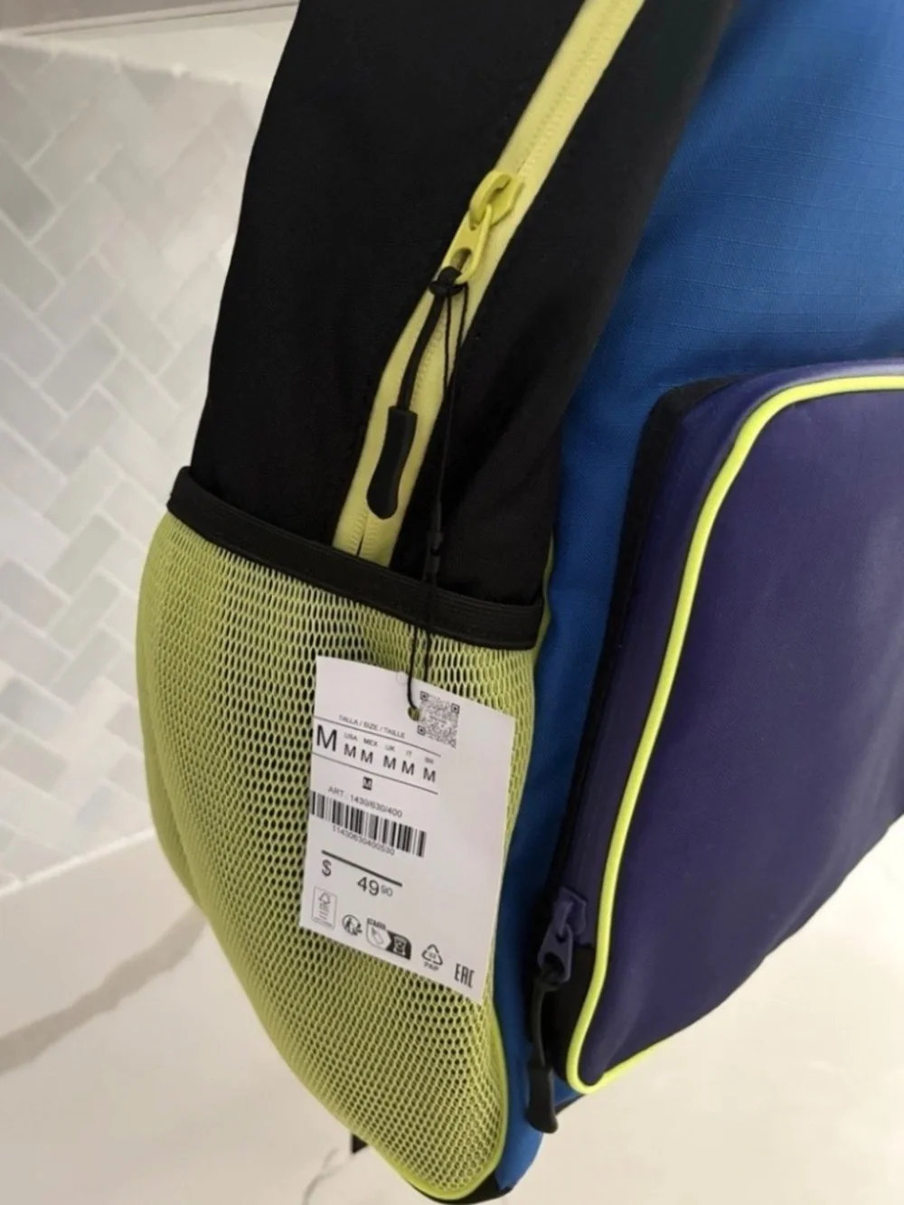 Zara Kids Colorblocked Backpack For School NWT